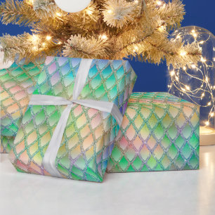 Glittrande Pastellregnbåge & Glitter Drakskal Presentpapper