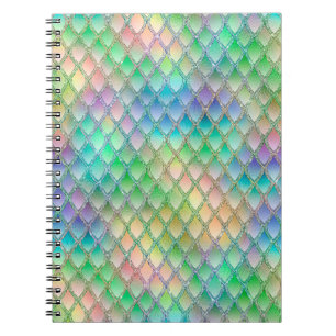 Glittrande Pastellregnbåge & Glitterdrakfjäll Anteckningsbok
