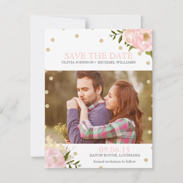 Glittrande Peony Spara Datum-kort Spara Datumet (Framsida)