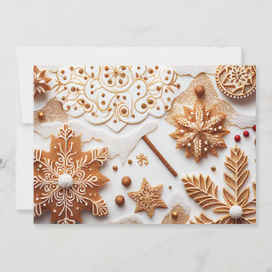 Glittrande pepparkakor och kanel snöflingor julkort
