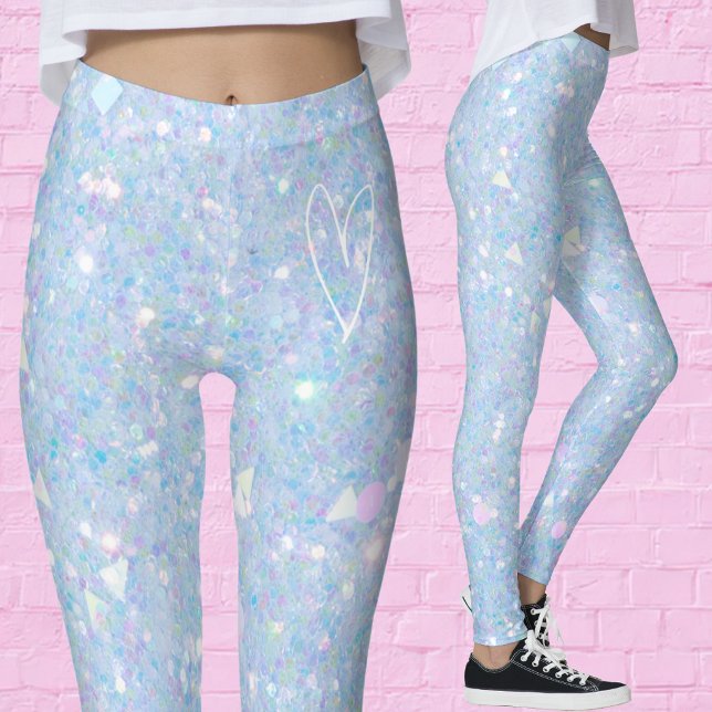 Glittrande Periwinkle Blå Glitter Kvinnliga Leggin Leggings (Skapare uppladdad)