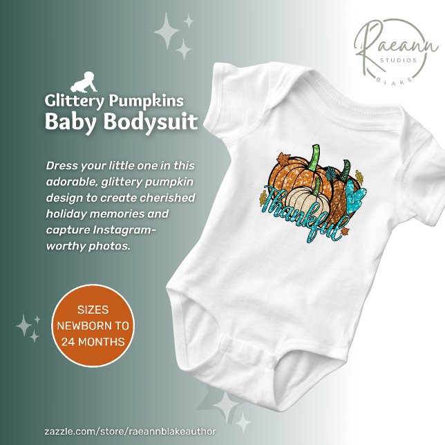 Glittrande Pumpa Baby Thanksgiving Kroppsstrumpa T Shirt (Skapare uppladdad)