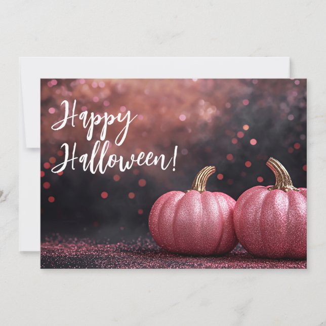 Glittrande Pumpa Halloween Välkomstkort Inbjudningar (Framsida)
