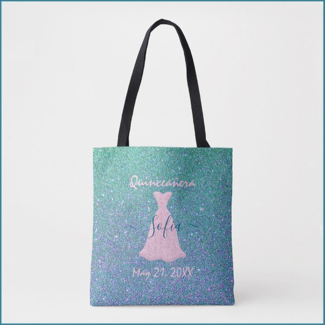 Glittrande Quinceanera-minnesstund Tygkasse (Bookmark my store! https://www.zazzle.com/store/capricepetit)
