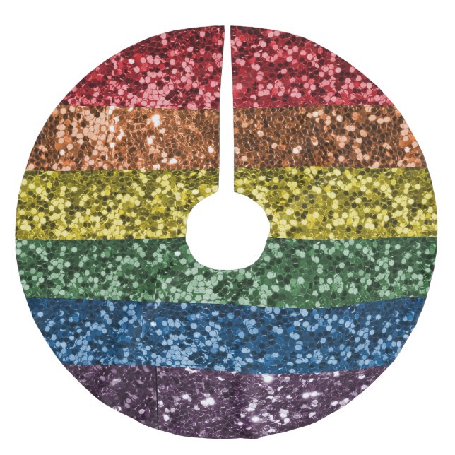 Glittrande regnbåge falskt glitter sequin glamour julgransmatta borstad polyester (Framsidan)