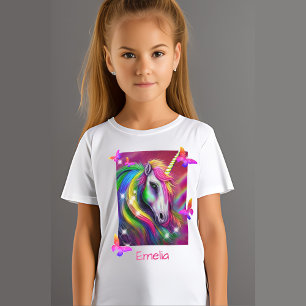 Glittrande regnbågs enhörningshuvud t shirt
