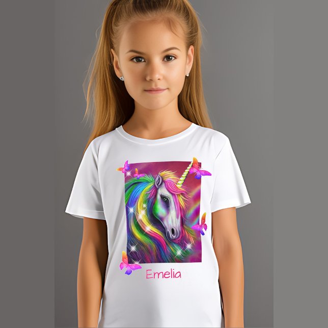 Glittrande regnbågs enhörningshuvud t shirt (Skapare uppladdad)