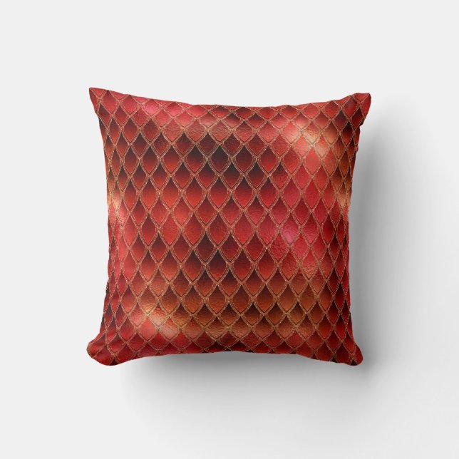 Glittrande röda Ombre glitter fjäll av drakar Kudde (Framsida)