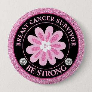 Glittrande Rosa Blomma Bröstcancer Medvetenhet Des Knapp