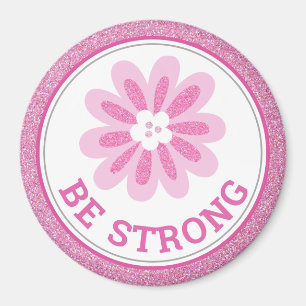 Glittrande Rosa Blomma Bröstcancer Medvetenhet Des Magnet