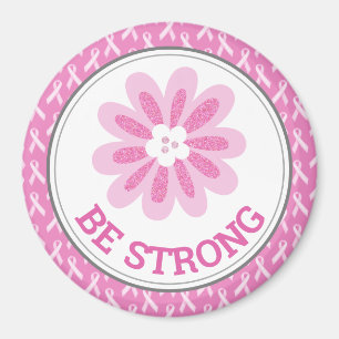 Glittrande Rosa Blomma Bröstcancer Medvetenhet Des Magnet