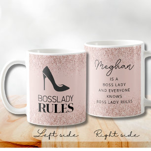 Glittrande rosa Boss Lady styr Personlig Kaffemugg