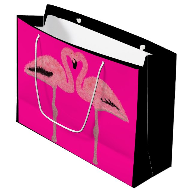 Glittrande rosa flamingo hjärta (Framsidan Vinklad)