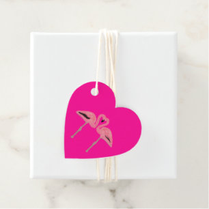 Glittrande rosa flamingo hjärta gåvor etiketter