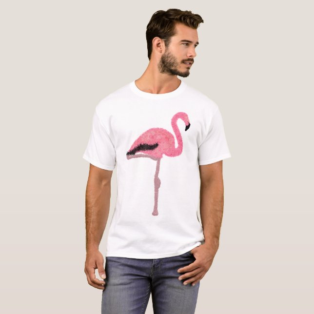 Glittrande rosa flamingo t shirt (Hel framsida)