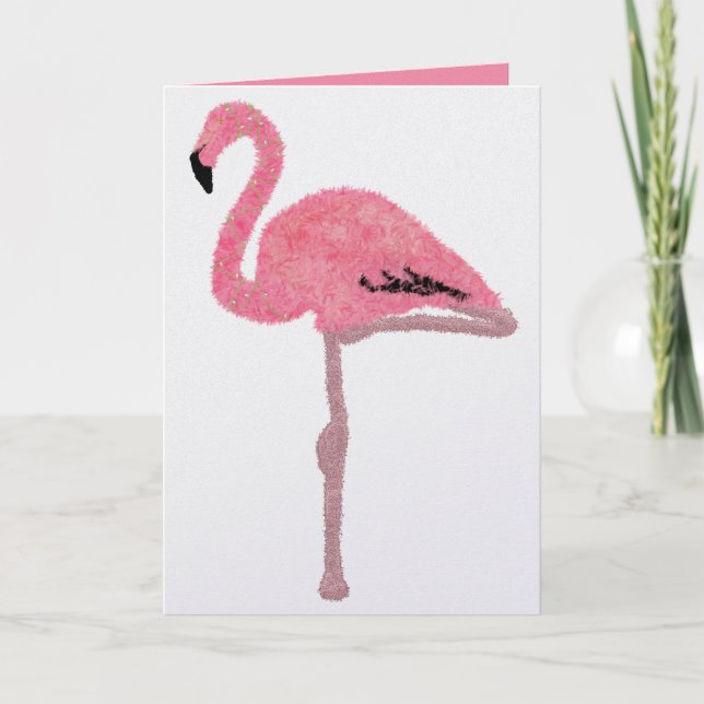 Glittrande rosa flamingo tropisk jul helgkort (Framsida)