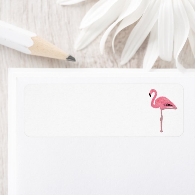 Glittrande rosa flamingo tropisk jul returadress etikett (Insitu)