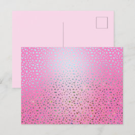 Glittrande Rosa Gepardmönster Vykort