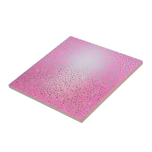 Glittrande rosa gepardtryck kakelplatta (Sidan)