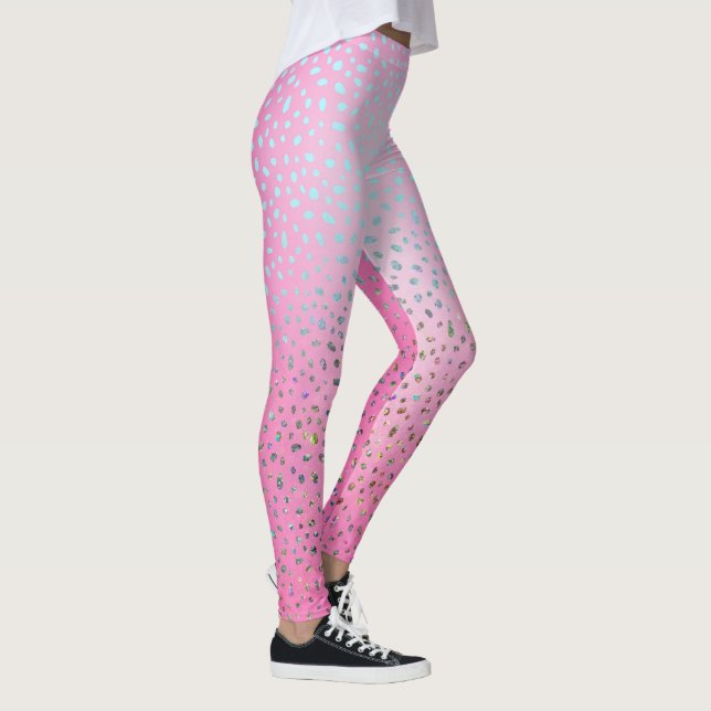 Glittrande rosa gepardtryck leggings (Höger)
