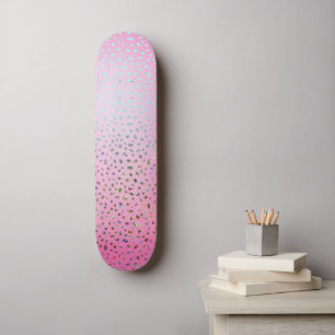 Glittrande Rosa Gepardtryck Mini Skateboard Bräda 18,5 Cm