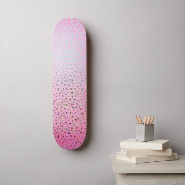 Glittrande Rosa Gepardtryck Mini Skateboard Bräda 18,5 Cm (Väggkonst)