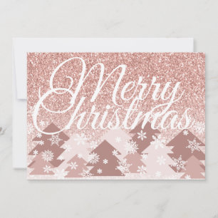 Glittrande Rosa God Jul Rosa Träd Julkort