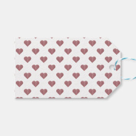 Glittrande Rosa Guld Hjärtan Vit Bakgrund Presentetikett