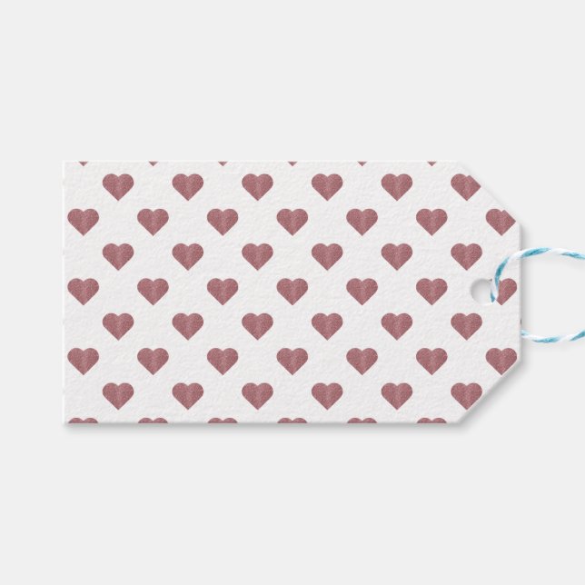 Glittrande Rosa Guld Hjärtan Vit Bakgrund Presentetikett (Framsidan (Horisontell))