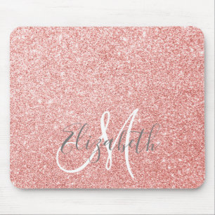 Glittrande Rosa Guld Personlig Monogram Musmatta