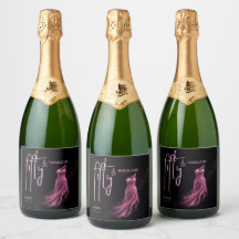 Glittrande Rosa Svart Chic 50 & Fantastisk Födelse