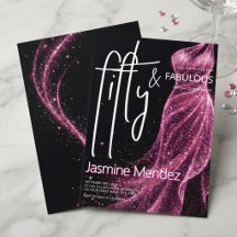 Glittrande Rosa Svart Chic 50 & Fantastisk Födelse