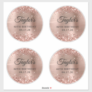 Glittrande Rose Gold 6" Cirklar 40-årsdag Klistermärken