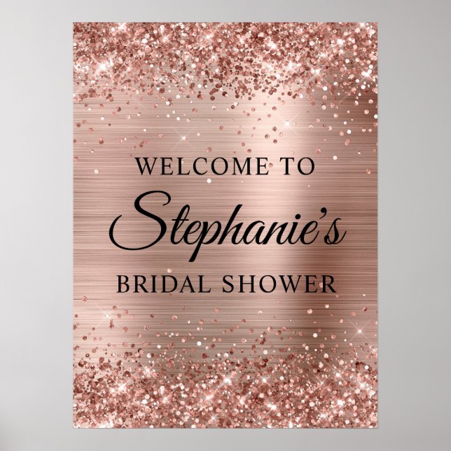 Glittrande Rose Gold Falsk Folie Bröllopsdusch Väl Poster (Framsidan)
