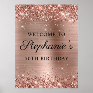 Glittrande Rose Gold Folie 50-årsfirande 18x24 Poster