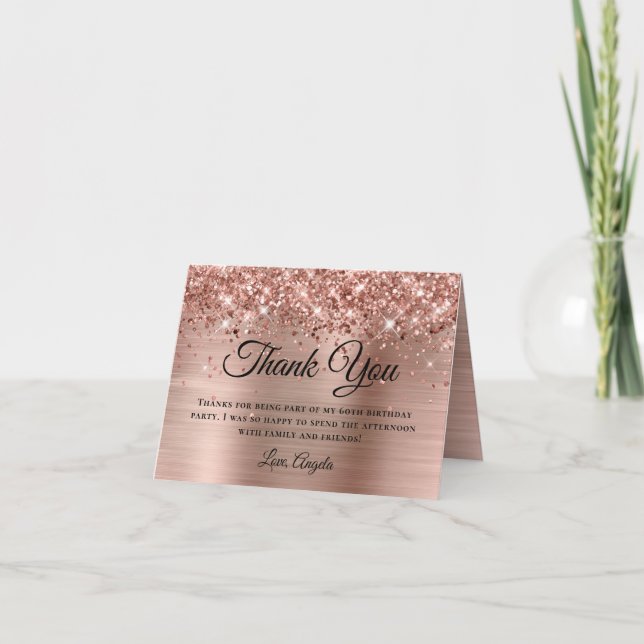 Glittrande Rose Gold Folie 60-årsdag Tack Kort (Framsida)