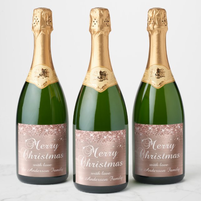 Glittrande Rose Gold Folie God Jul (Flaskor)