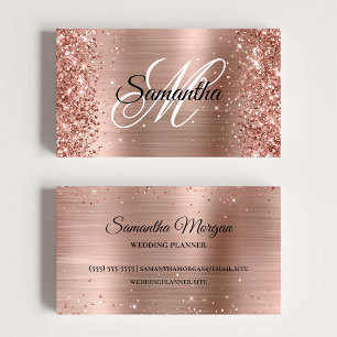 Glittrande Rose Gold Folie Monogram Online Profil Visitkort