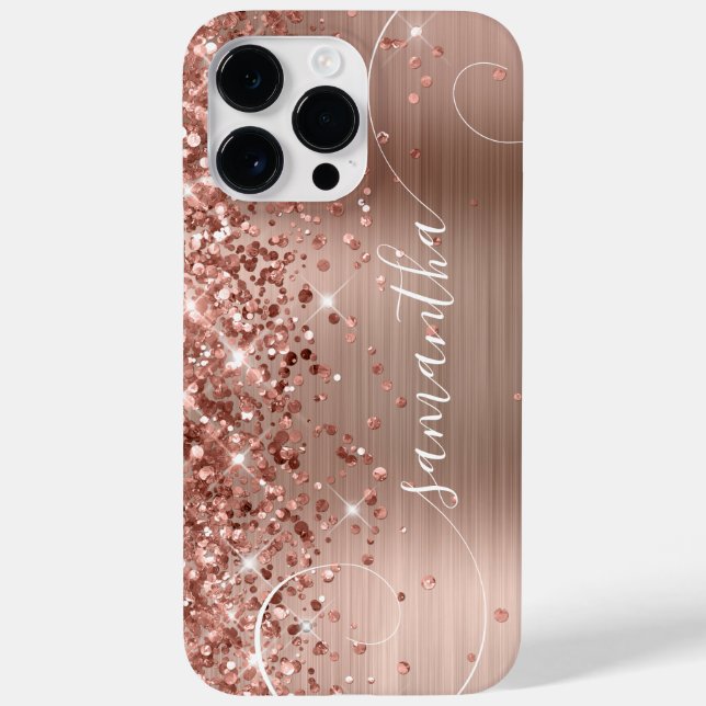 Glittrande Rose Gold Glam Lockig Signatur (Baksida)
