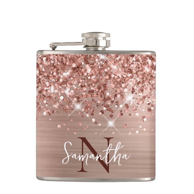 Glittrande Rose Gold Glam Monogram Fickplunta (Framsidan)