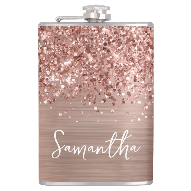 Glittrande Rose Gold Glam Namn Fickplunta (Framsidan)