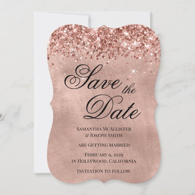Glittrande Rose Gold Spara Datum (Framsida)