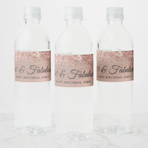 Glittrande Roséguld Folie 50 & Fantastisk Vattenflaskor Etikett