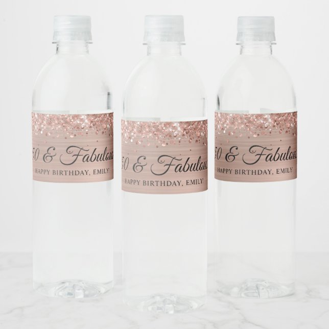 Glittrande Roséguld Folie 50 & Fantastisk Vattenflaskor Etikett (Flaskor)