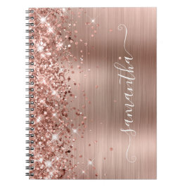 Glittrande roséguld folie modern flickaktig signat anteckningsbok