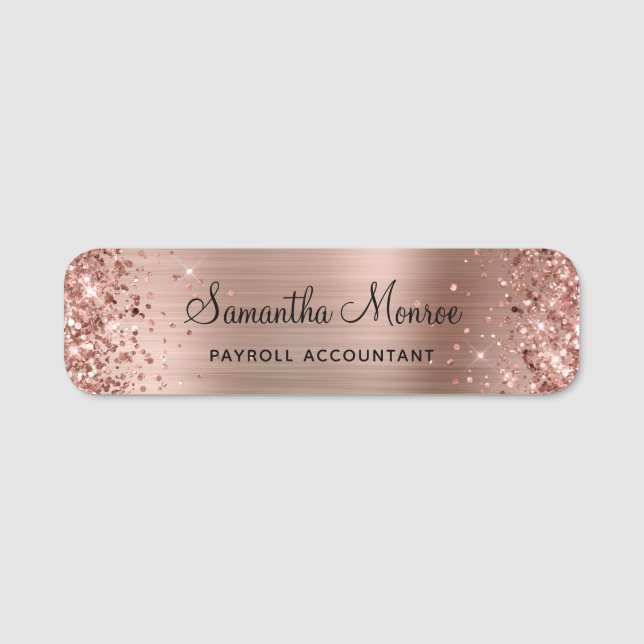 Glittrande roséguld folie namnbricka (Framsida)