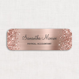 Glittrande roséguld folie namnbricka