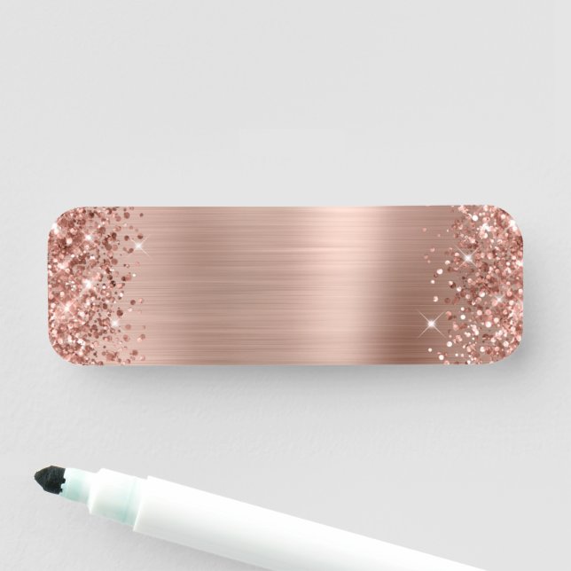 Glittrande roséguld folie tom namnbricka (På plats)