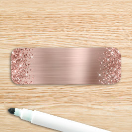 Glittrande roséguld folie tom namnbricka