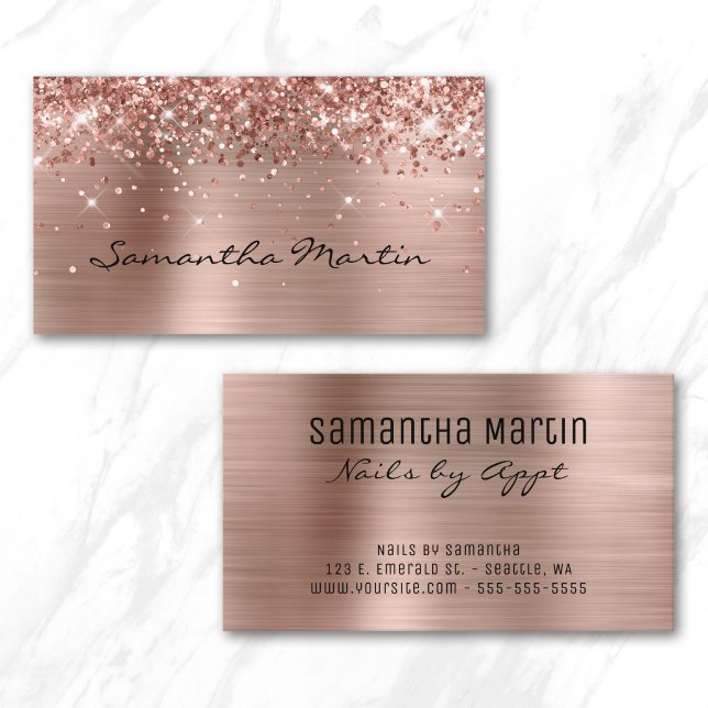 Glittrande roséguld folie visitkort (Glittery Rose Gold Foil Business Card)